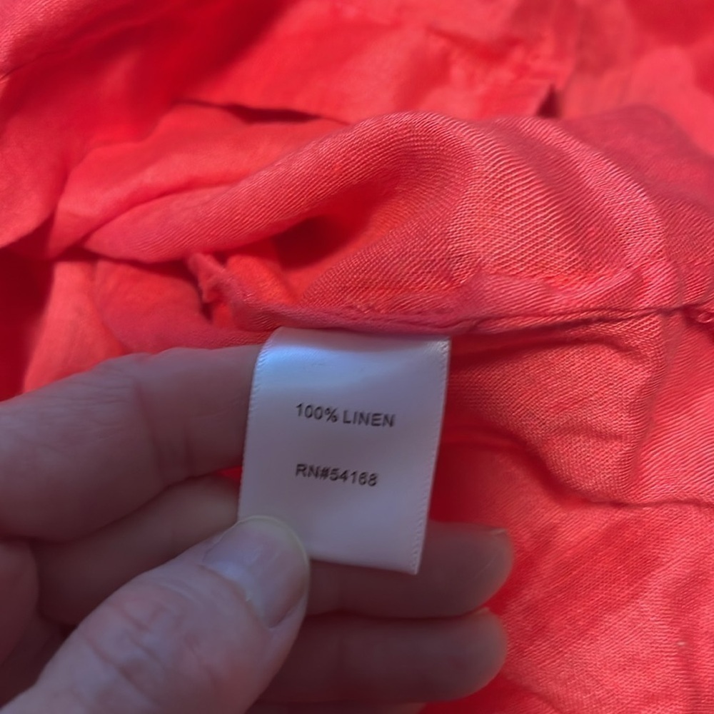 Elliott Lauren bright coral Linen long sleeve button down shirt XL - Picture 11 of 12